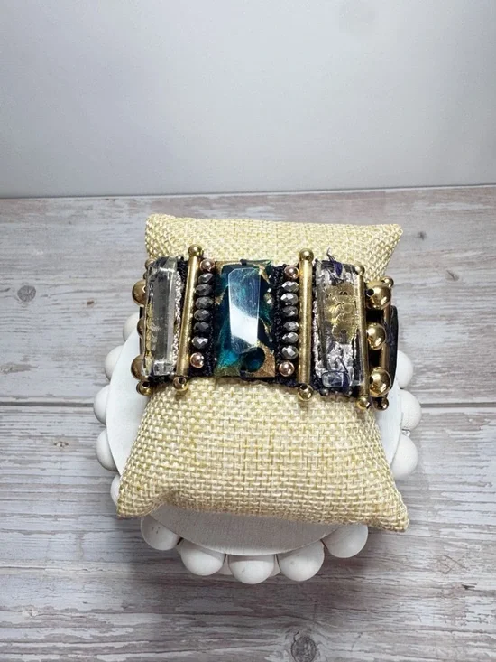 Nocturne chunky beaded Lisa bracelet gold tone bohemian - Picture 1 of 16
